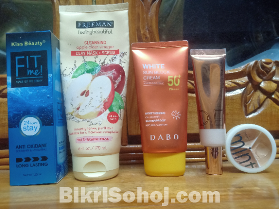 Scrub,sunscreen, makeup item